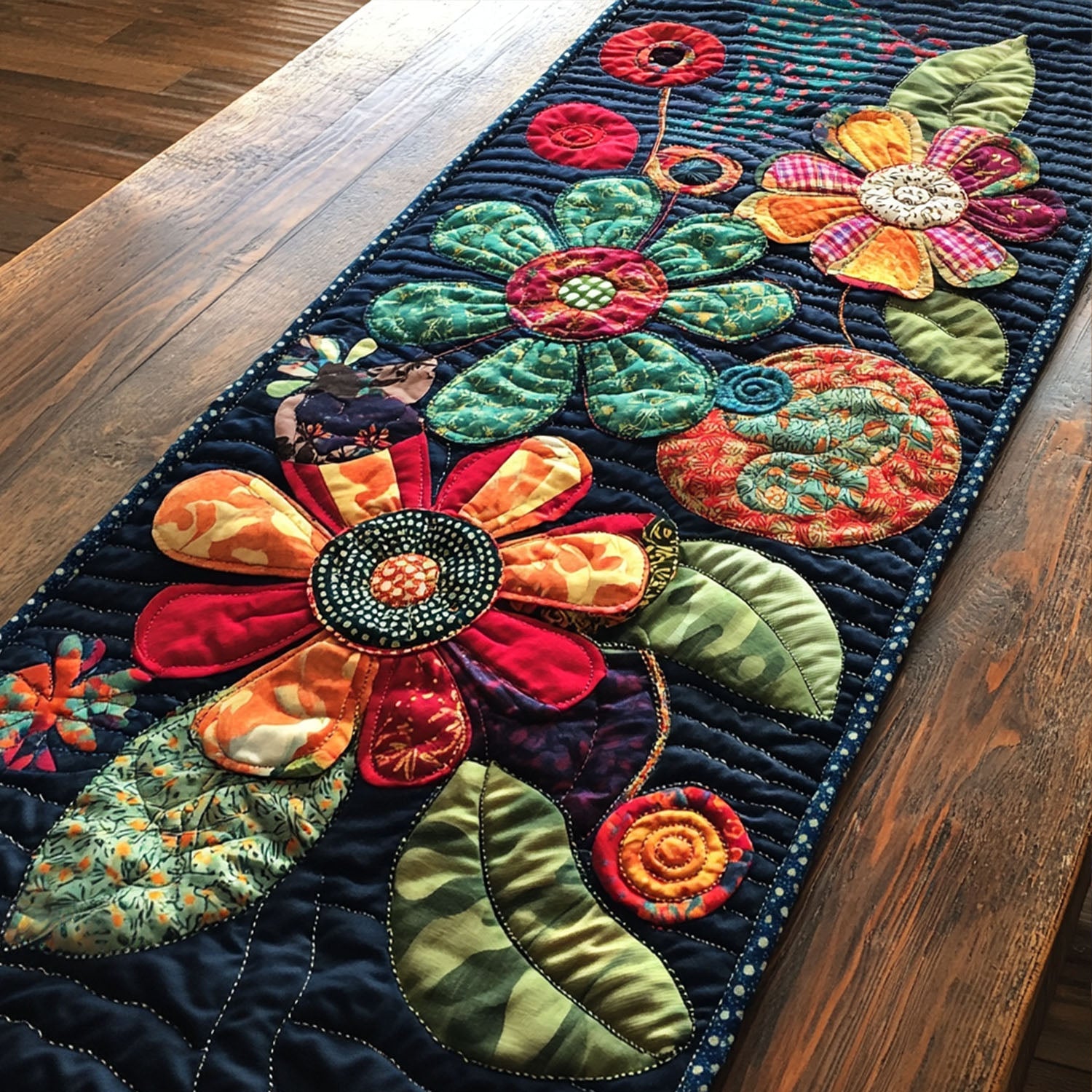 Wild Blossom Quilted Table Runner Dining Decor Gifts For The Flower Lover