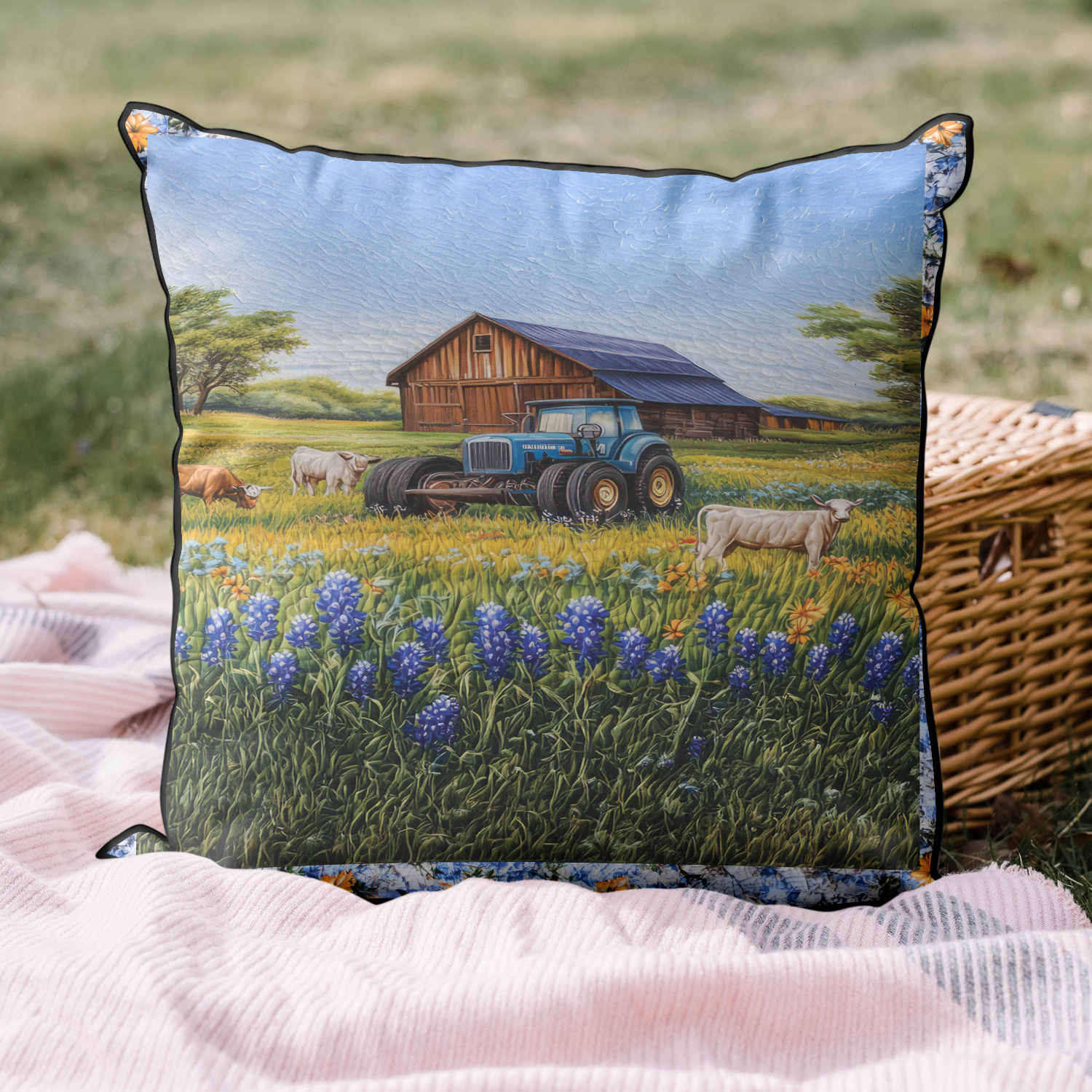 Wild Bluebonnet Quilted Pillow Case Nice Pillow Covers Cool Texas Gifts