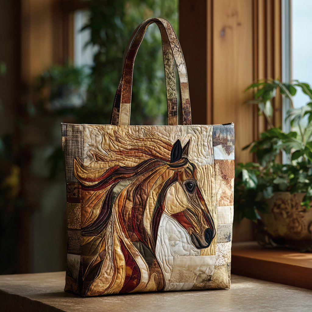 Wild Canter Quilted Tote Bag Cute Horse Gifts