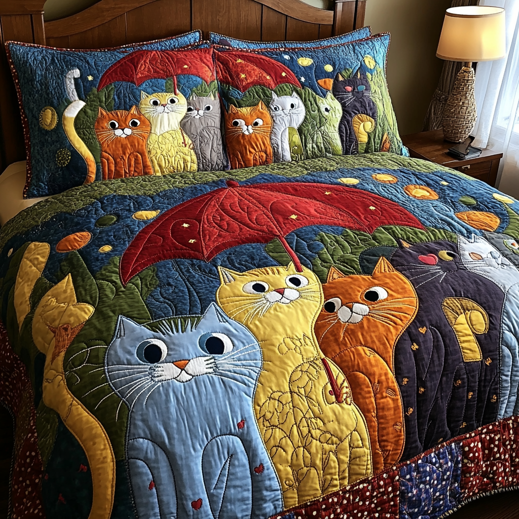 Wild Cat Quilted Bedding Set Bed Decorations Cat Related Christmas Gifts