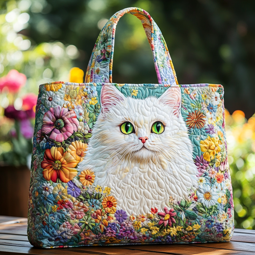 Wild Cat Quilted Tote Bag Xmas Gifts For Cat Lovers