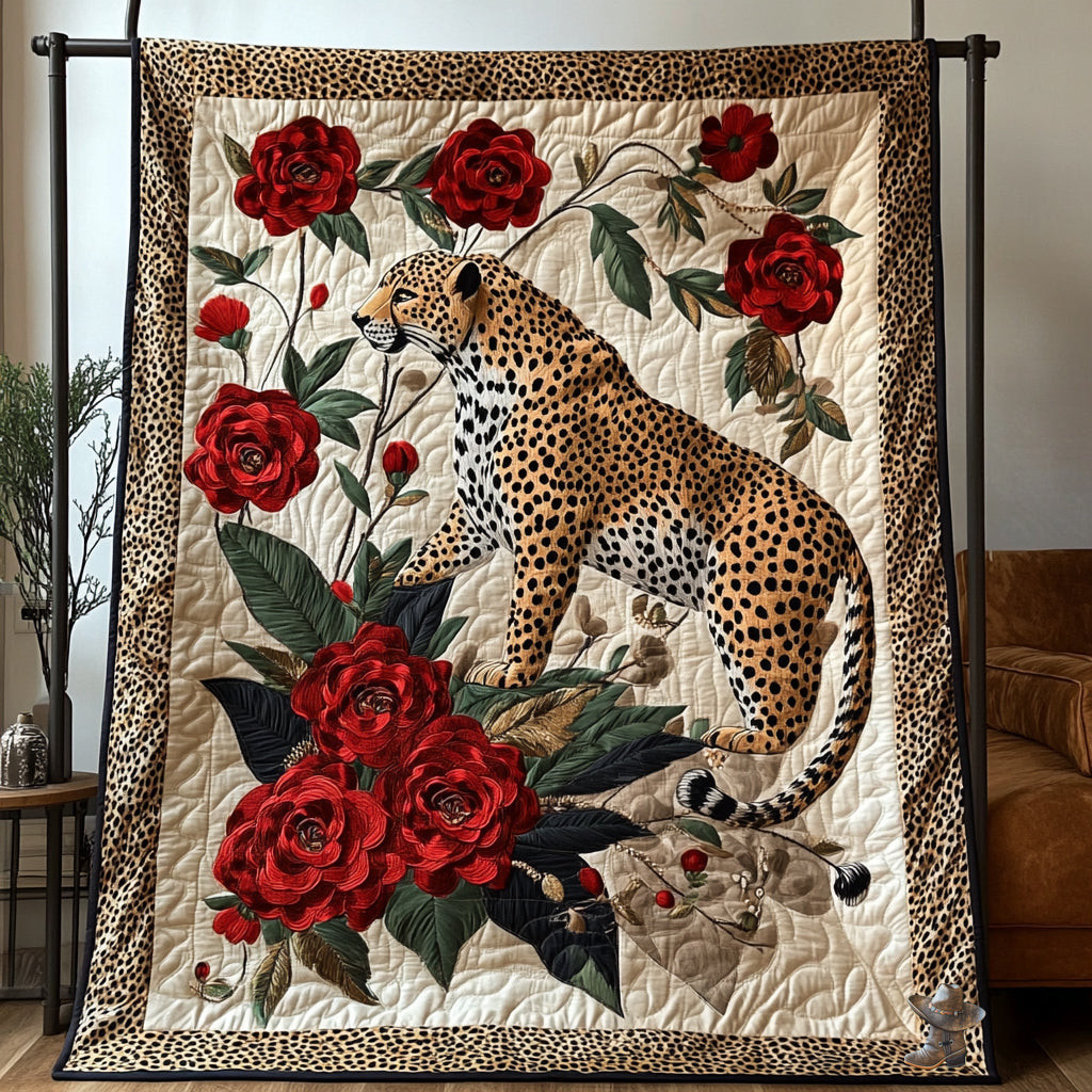 Wild Cheetah Xmas Quilted Blanket Blanket Coolf Gifts For Married Couples