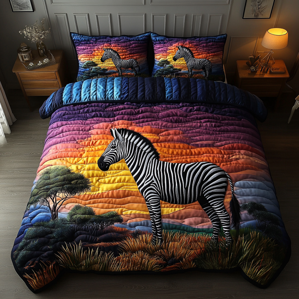 Wild Contrast Quilted Bedding Set Bed Decor Ideas Gifts For Zebra Lovers