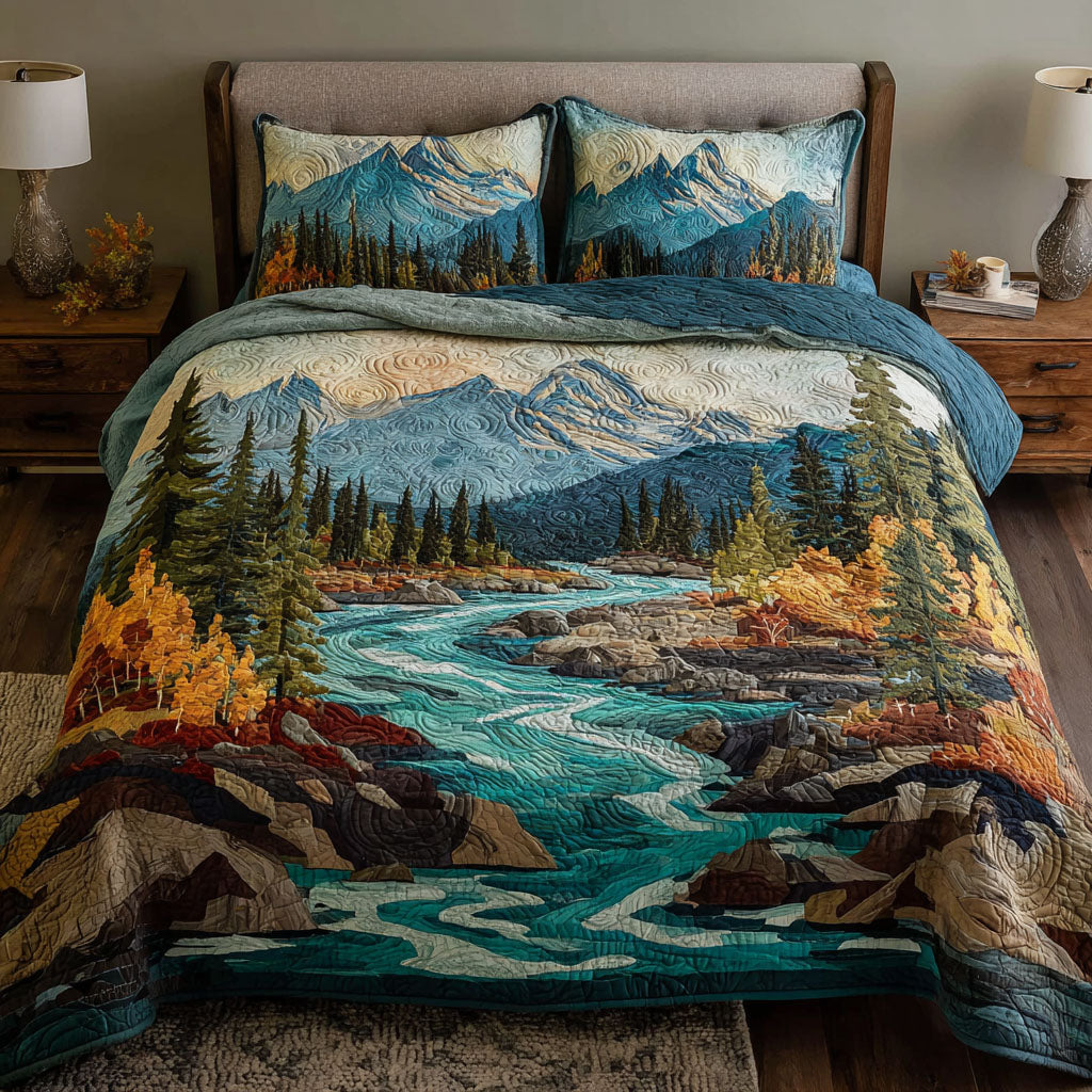 Wild Creek Quilted Bedding Set Forest Room Decor Christmas Presents For Her