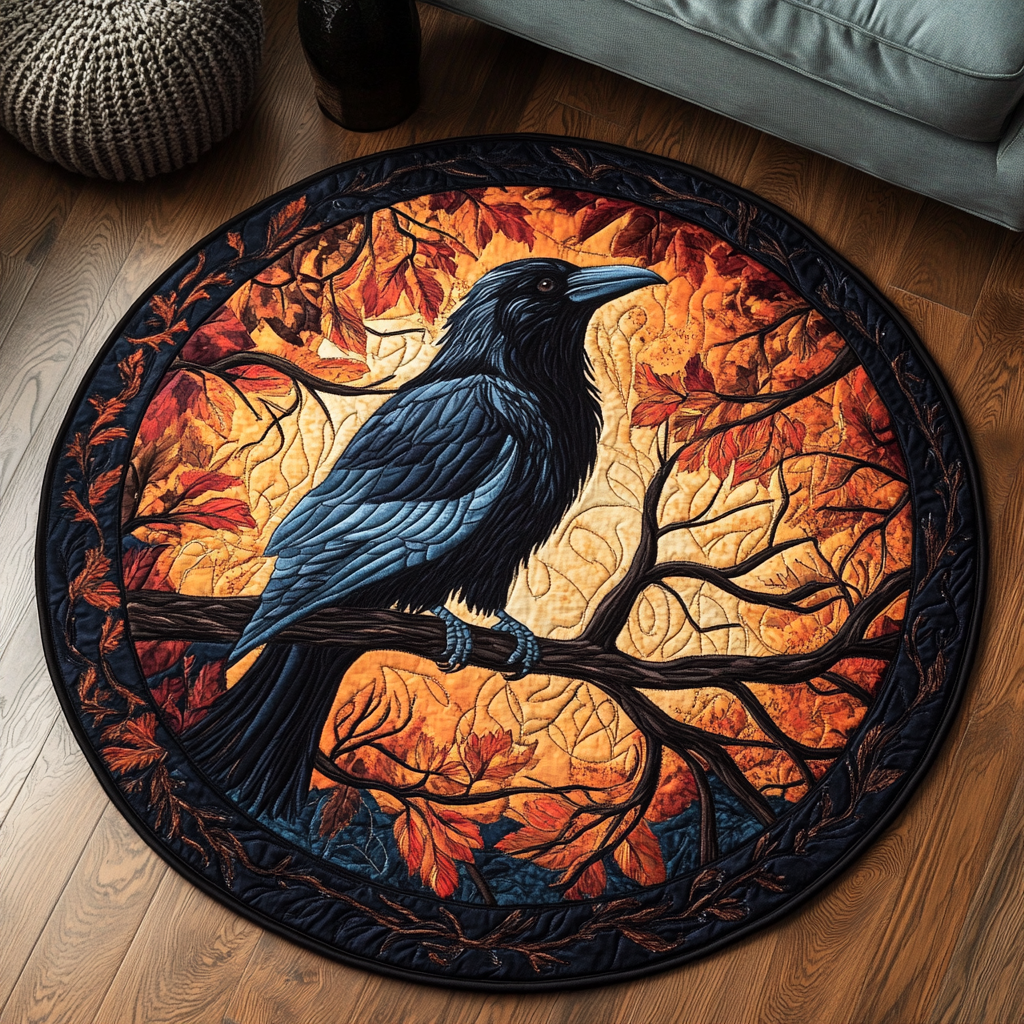 Wild Crow Quilted Round Mat Christmas Entryway Decor Gifts For Farmers And Ranchers