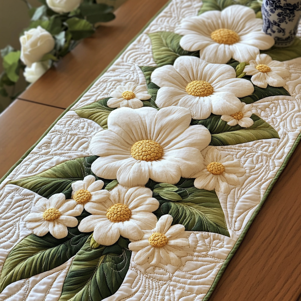 Wild Daisies Quilted Table Runner Dining Table Ideas Flower Daisy Birthday Gifts