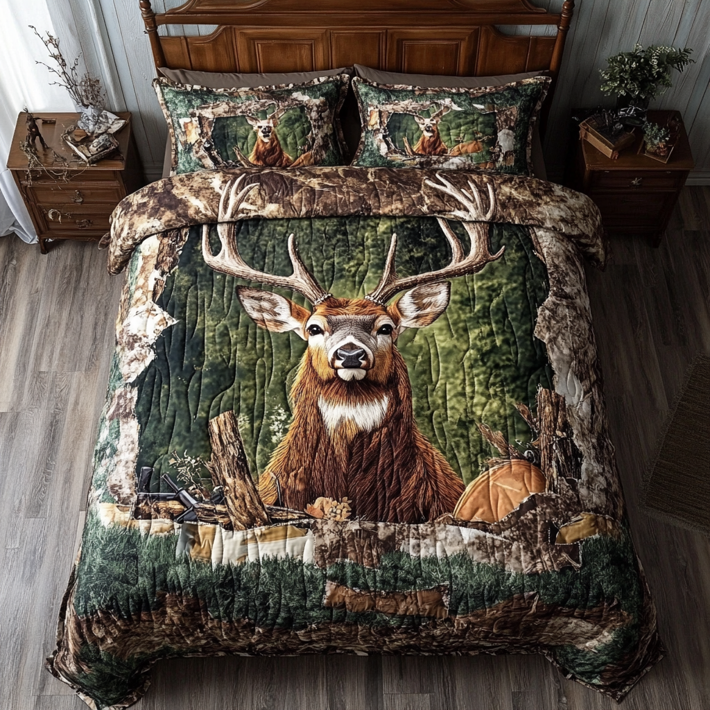 Wild Deer Quilted Bedding Set Best Bed Sheet Set Gifts For Deer Hunters
