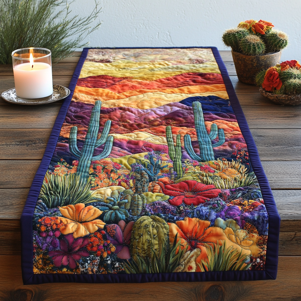 Wild Desert Quilted Table Runner Dining Room Decor Cactus Themed Birthday Presents