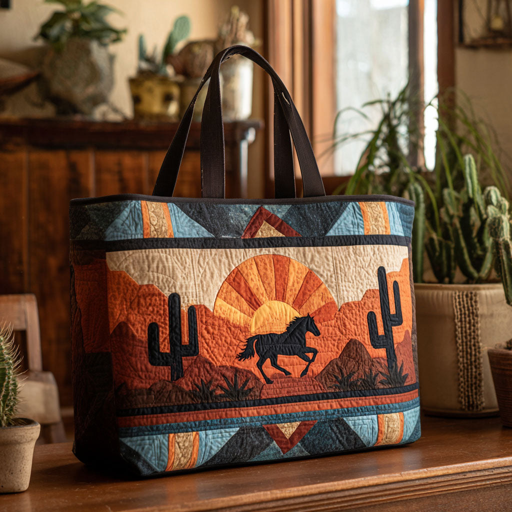 Wild Dust Ride Quilted Tote Bag Christmas Gifts For Horse Lovers