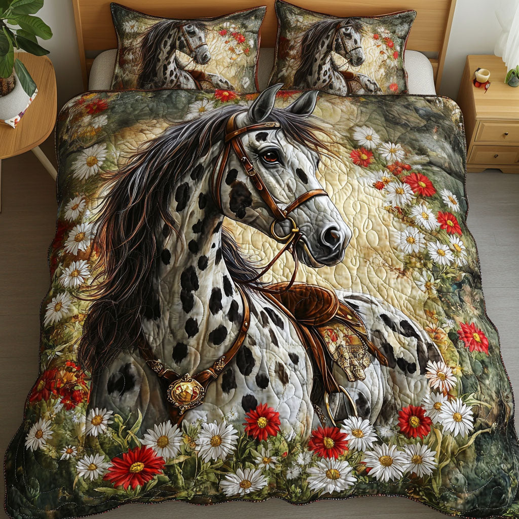 Wild Elegance Quilted Bedding Set Cozy Bedroom Decor Christmas Present Ideas For Horse Lover