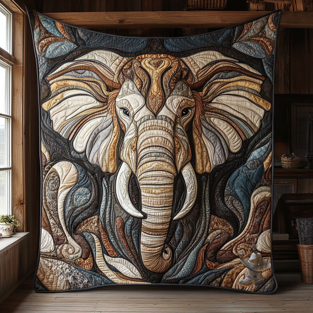Wild Elephant Quilt Blanket King Size Blanket Christmas Gift For Elephant Lovers