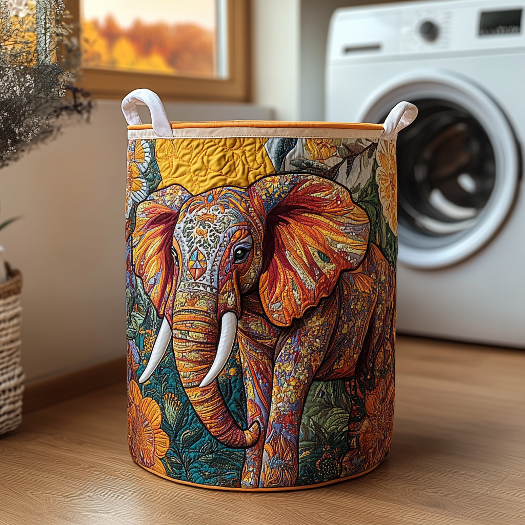 Wild Elephant Quilted Laundry Basket Must-Have Laundry Essential