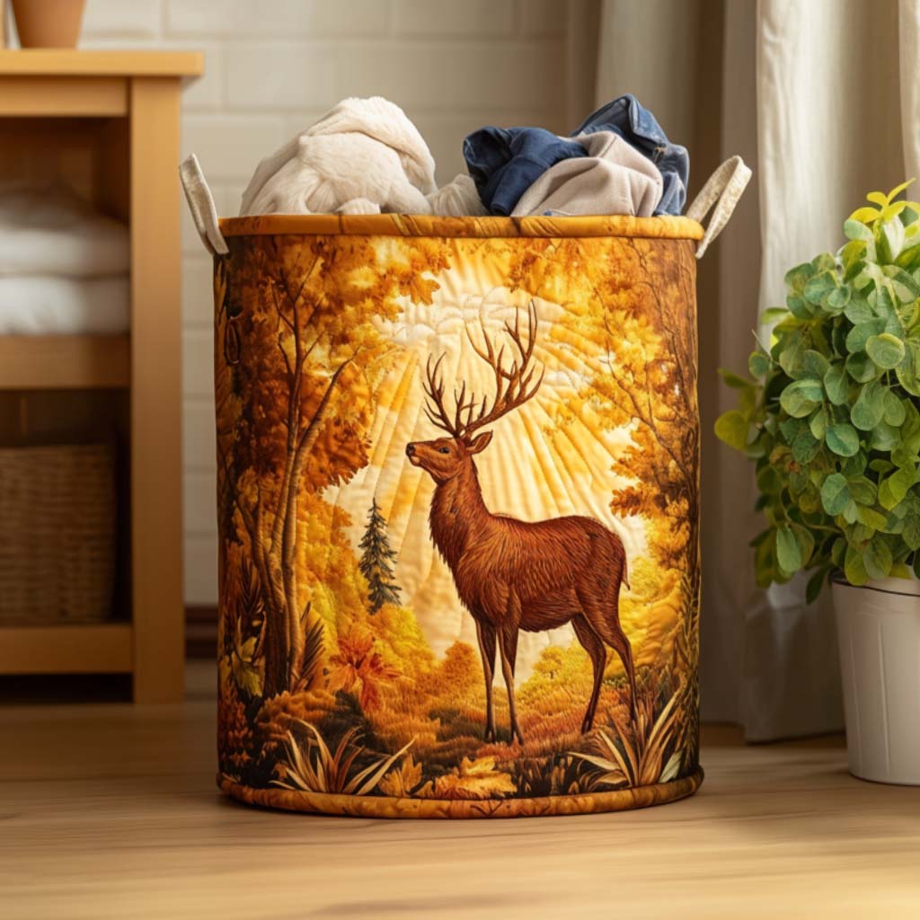 Wild Elk Journey Quilted Laundry Basket Ideal Present For Newlyweds