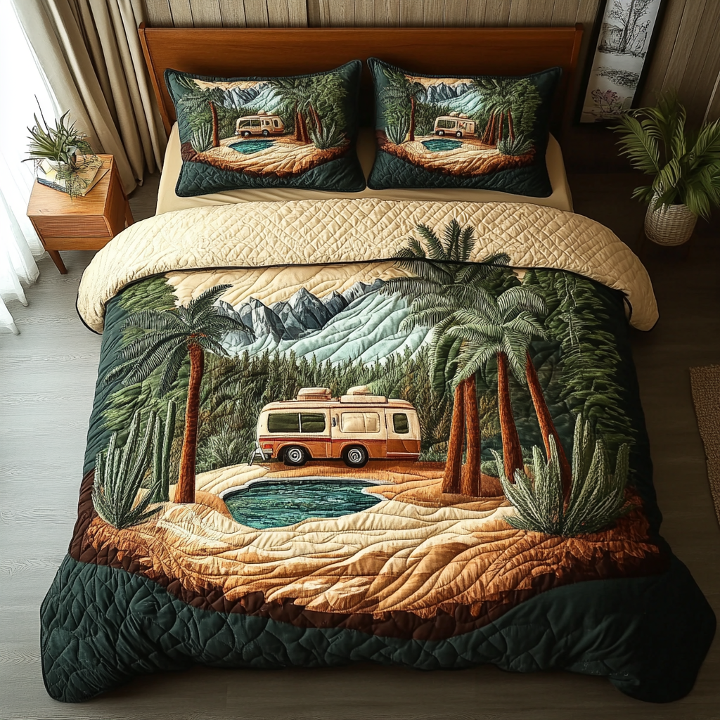 Wild Escape Quilted Bedding Set Cute Room Decor Best Camping Gifts For Him