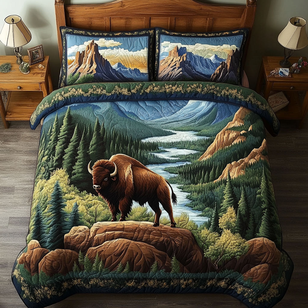 Wild Escape Quilted Bedding Set Holiday Season Duvet Cover Set Nature Lover Gift Ideas