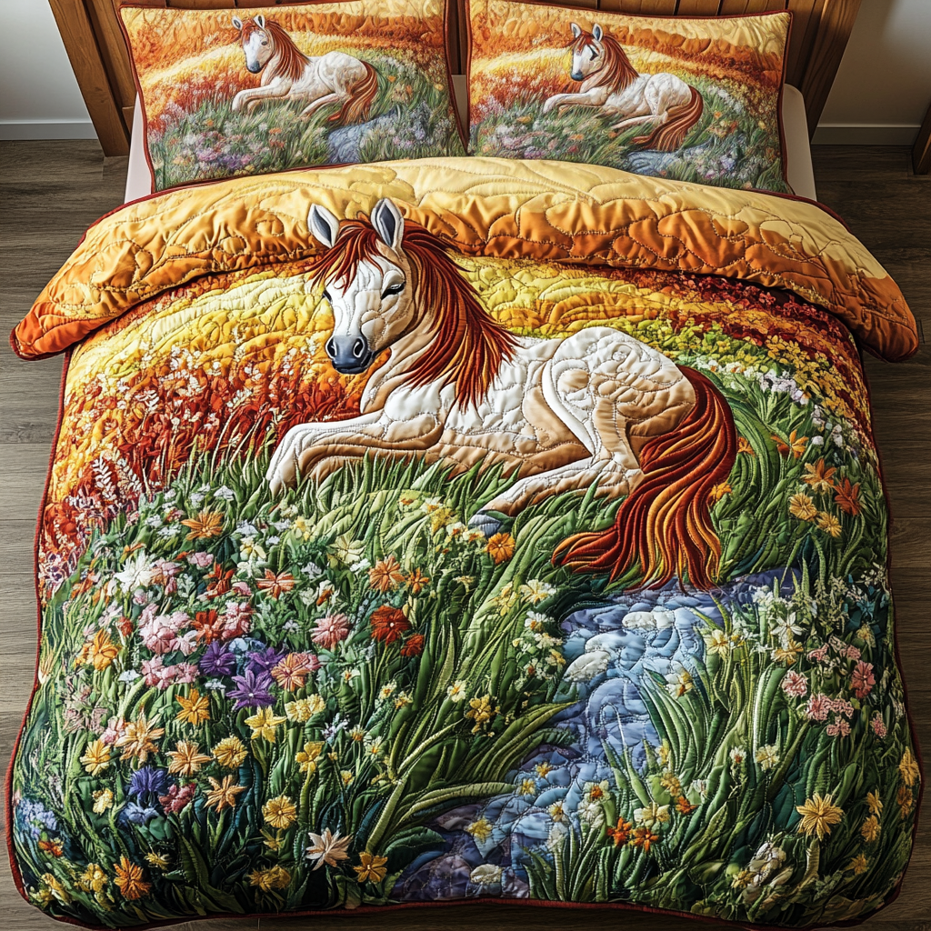 Wild Freedom Quilted Bedding Set Christmas Bedding Duvet Cover Gifts For Horse Racing Fans