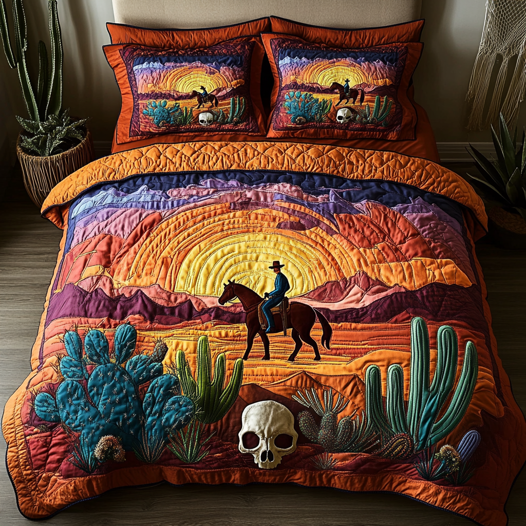 Wild Frontier Quilted Bedding Set Bedroom Decor Gifts For Cowboys