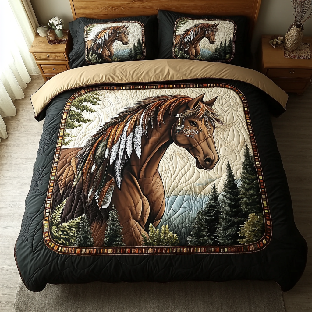 Wild Gallop Quilted Bedding Set Bedroom Decorations Best Gifts For Horse Lovers