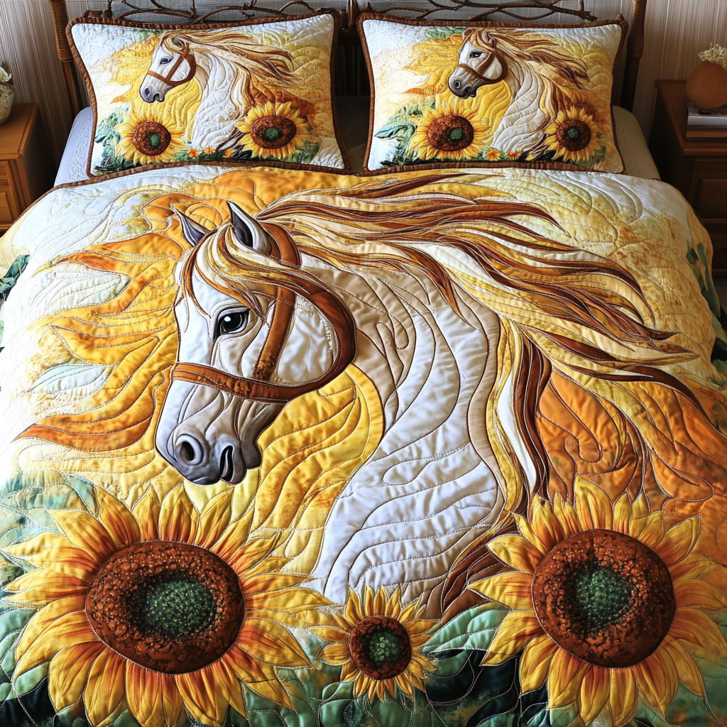 Wild Gallop Quilted Bedding Set Unique Bed Sheet Set Gifts For Teenage Horse Lovers
