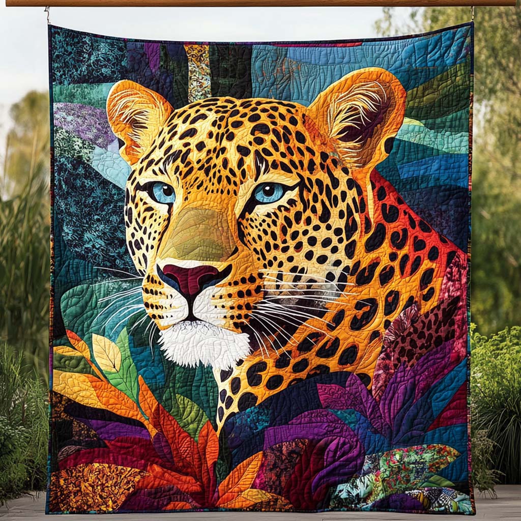 Wild Garden Quilted Blanket Leopard Blanket Leopard Gifts For Her