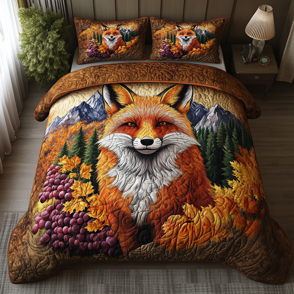 Wild Glance Quilted Bedding Set Bedspread Set Cute Fox Themed Gifts