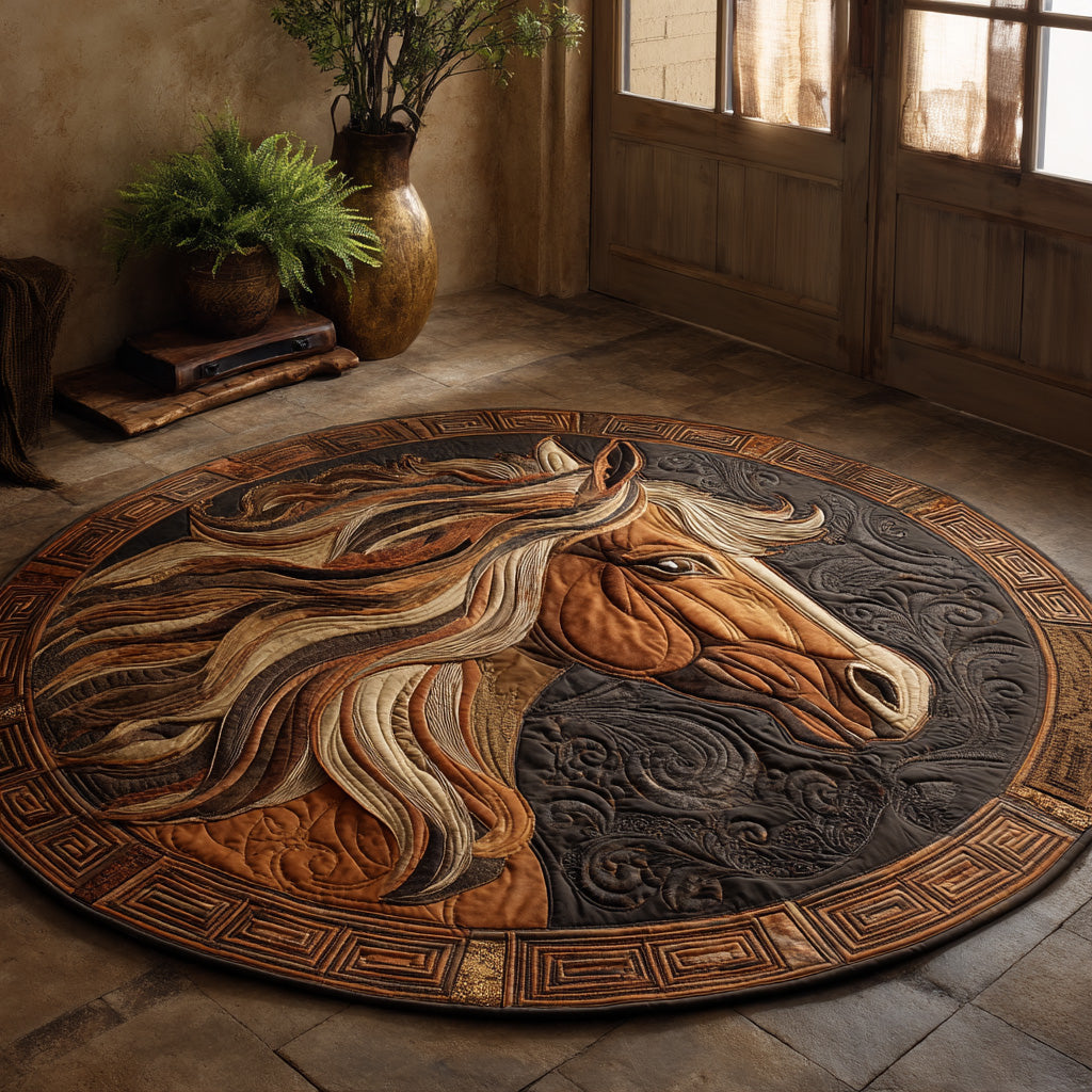 Wild Grace Quilted Round Mat Front Door Decor Horsey Gifts For Friends
