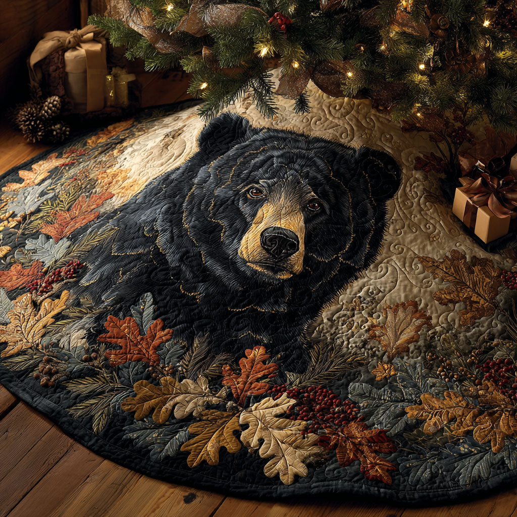 Wild Guardian Christmas Quilted Tree Skirt Winter Holiday Decor Christmas Gifts For Wildlife Lovers