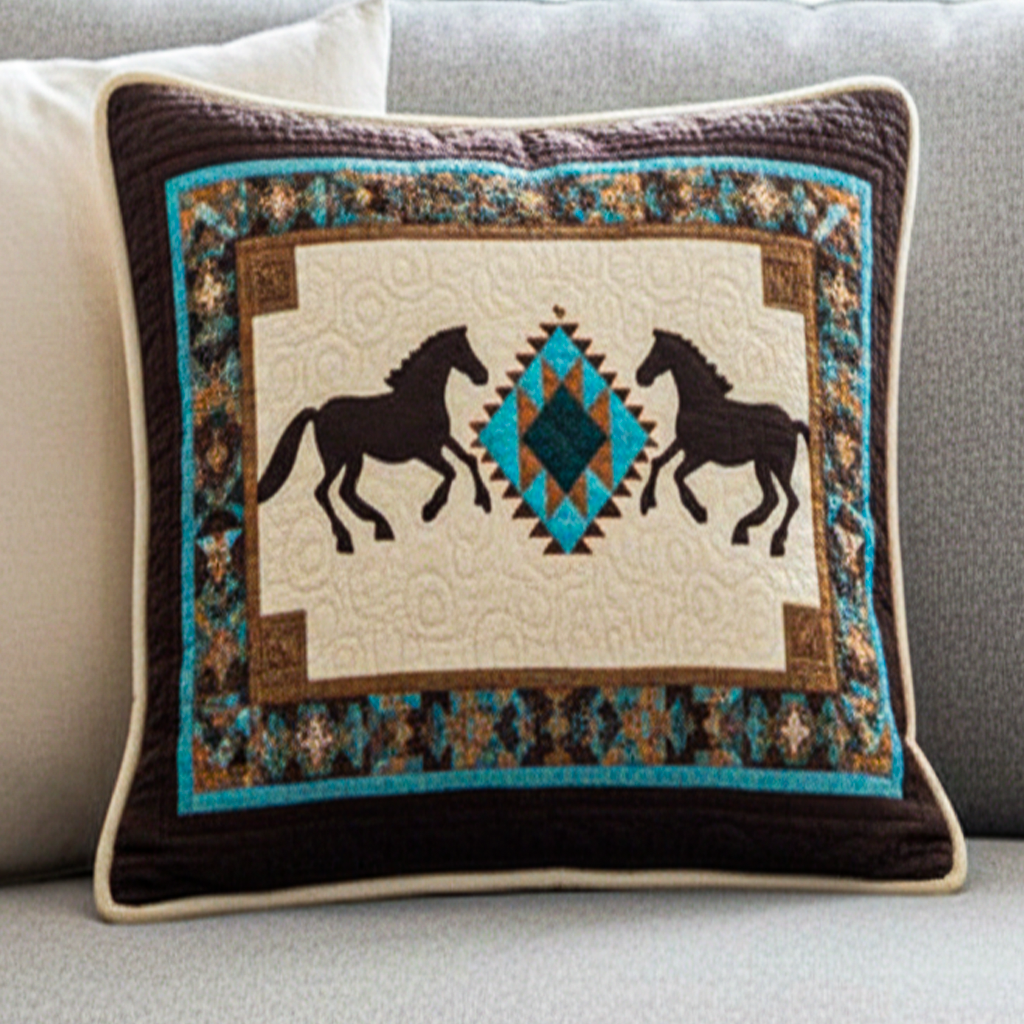 Wild Harmony Quilted Pillow Case Decorative Pillow Cases Native American Gift Items