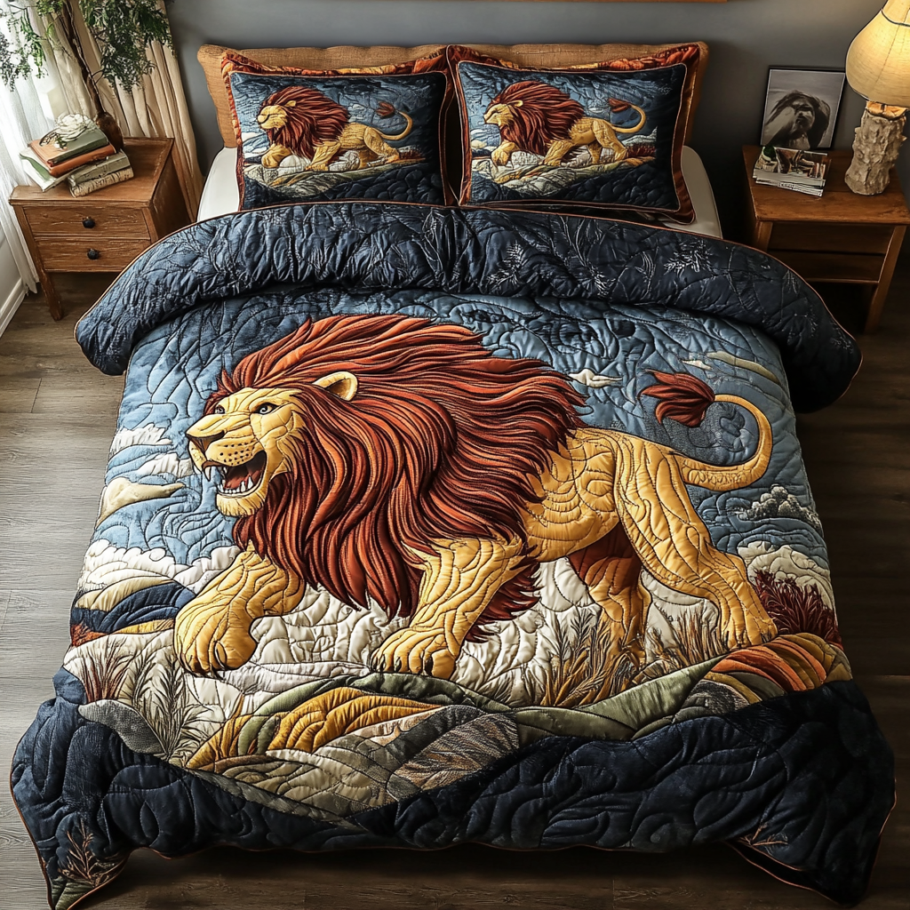 Wild Haven Quilted Bedding Set Best Bedspread Set Lion Presents For Dad Father's Day