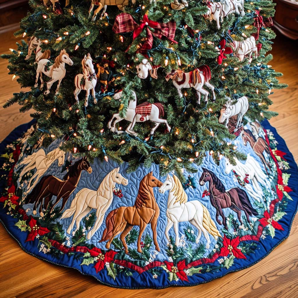 Wild Heart Christmas Quilted Tree Skirt Lovely Holiday Tree Skirt for Festive Vibes
