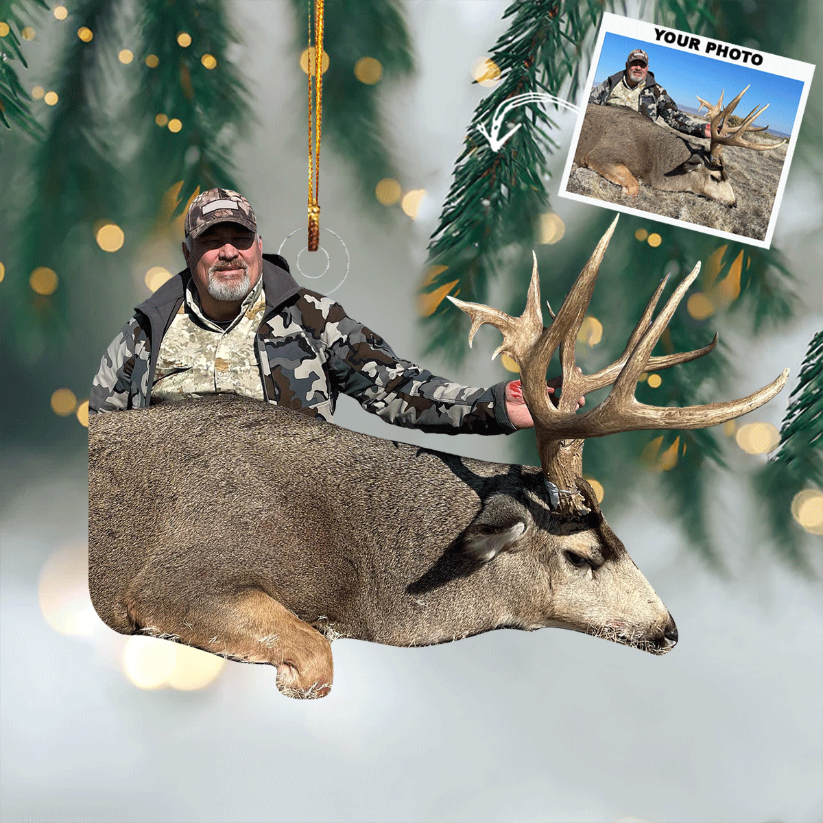 Wild Heart Keen Eye Personalized Photo Mica Ornament Christmas Gifts For Hunting Lover