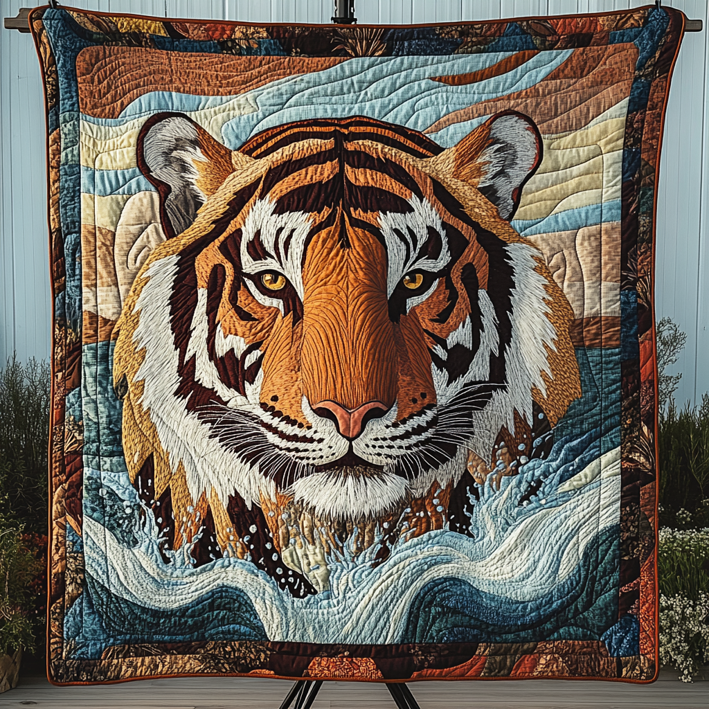 Wild Heart Quilted Blanket  Tiger Blanket Unique Gift For Friend