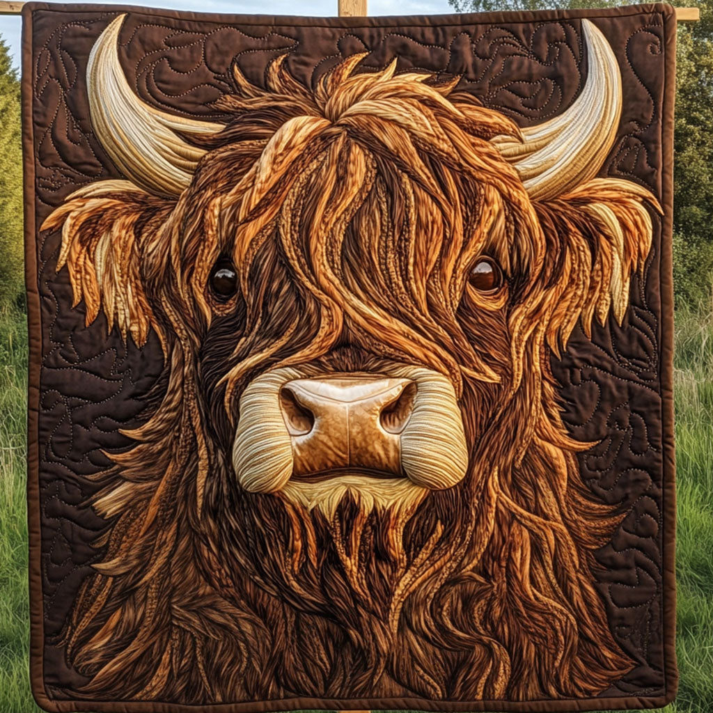 Wild Highland Spirit Quilted Blanket Best Couch Throw Blanket Gifts For Highland Cow Lovers