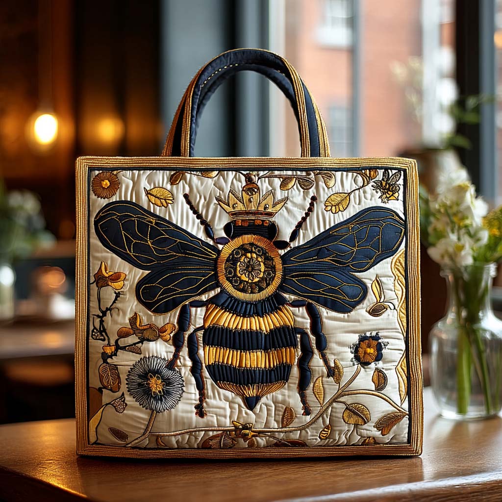 Wild Honey Quilted Tote Bag Unique Bee Gifts