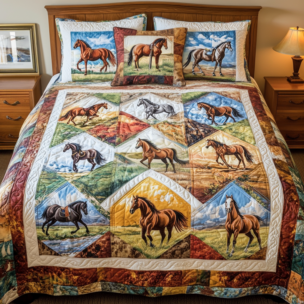 Wild Hoof Quilted Bedding Set Best Comforter Sets Great Gifts For Horse Lovers