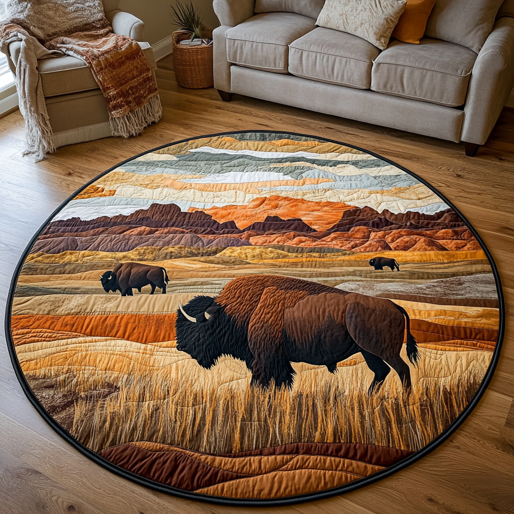 Wild Horizon Quilted Round Mat Christmas Entry Way Decor Fathers Day Farmer