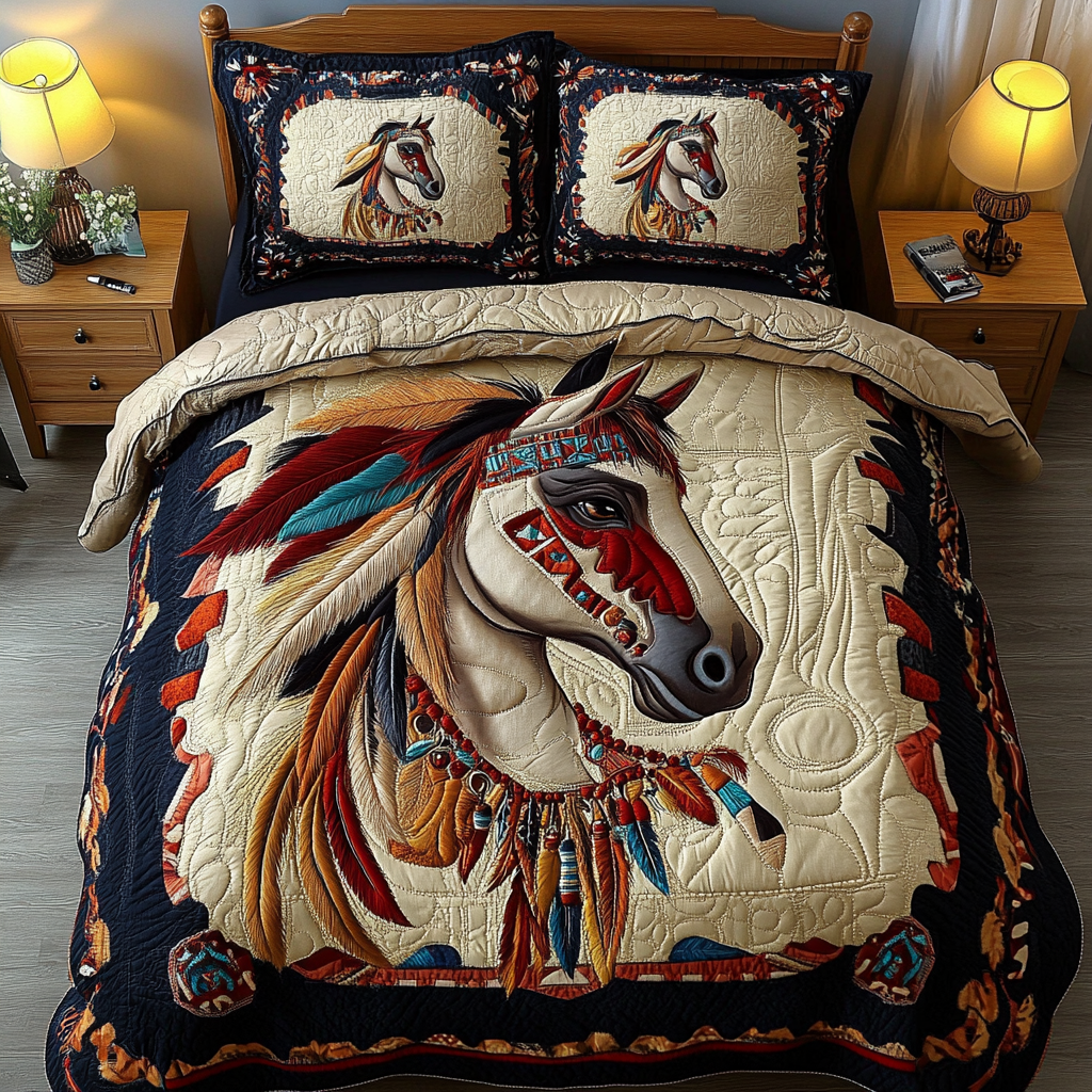 Wild Horse Quilted Bedding Set Best Bed Sheet Set Horse Themed Christmas Gifts