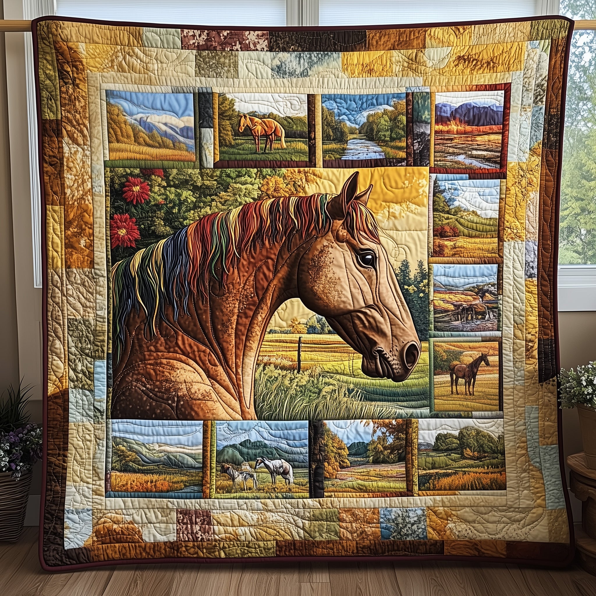 Wild Horse Quilted Blanket Best Couch Throw BlanketBest Christmas Gifts For Equestrians