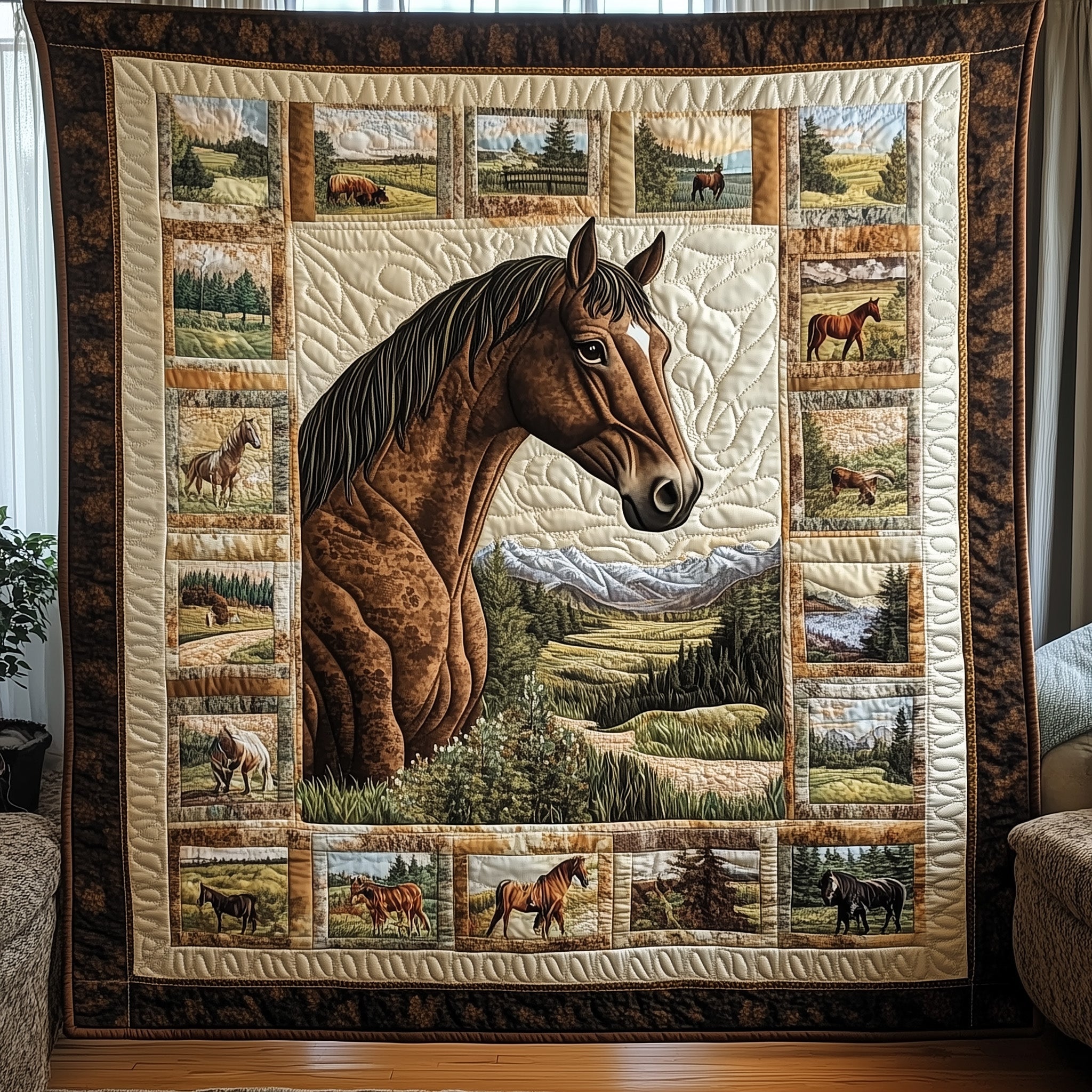 Wild Horse Quilted Blanket Best Couch Throw BlanketChristmas Gifts For Horse Racing Lovers