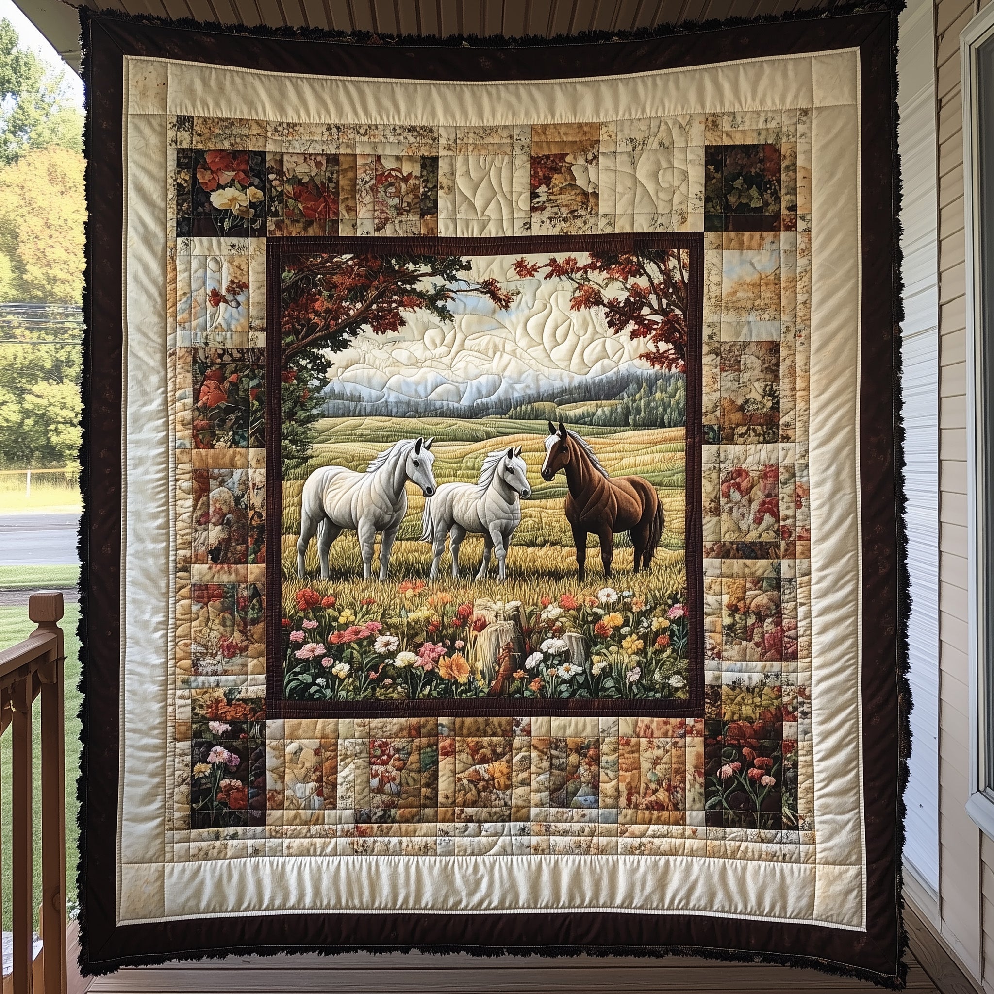 Wild Horse Quilted Blanket Best Couch Throw BlanketChristmas Gifts For Horse Trainers