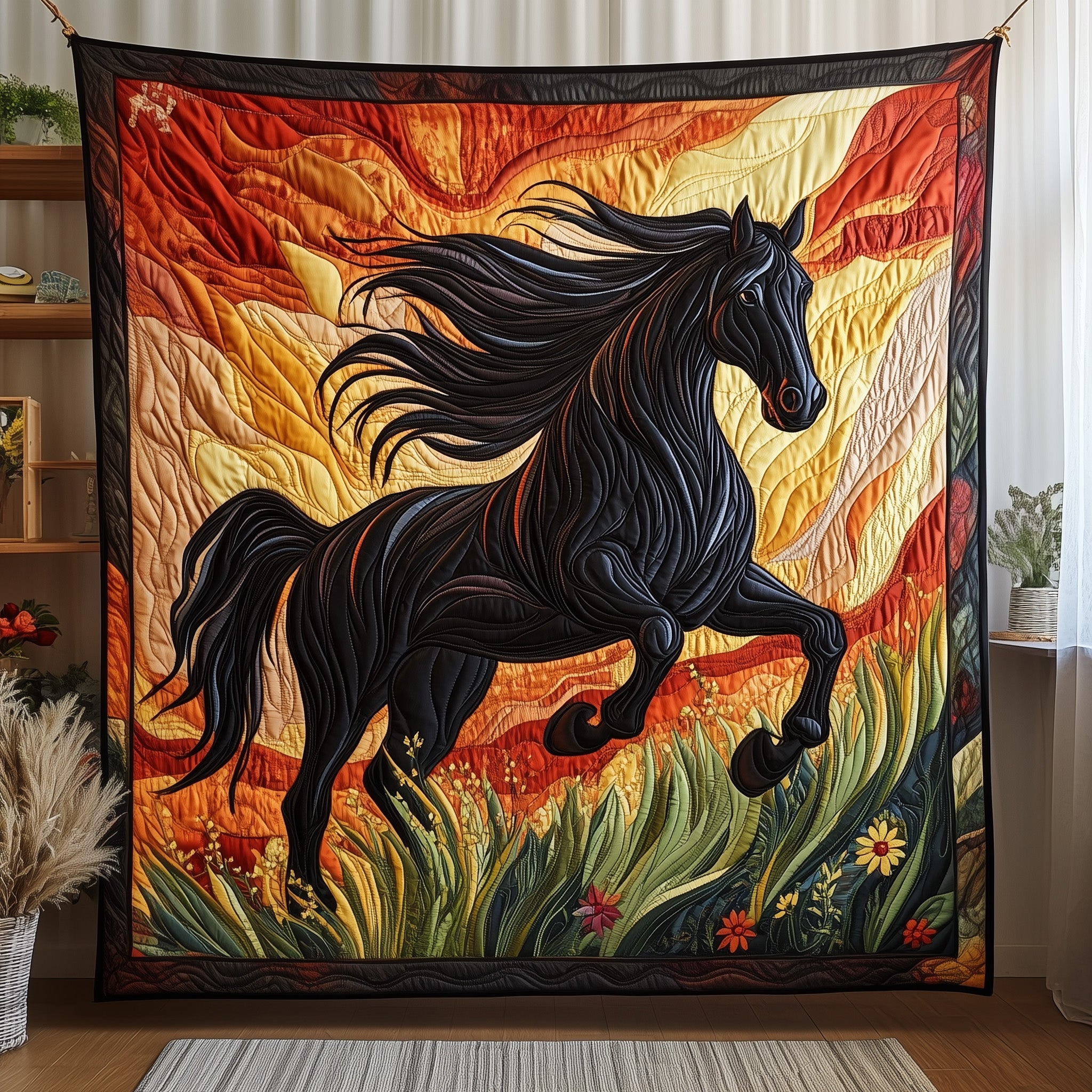 Wild Horse Quilted Blanket Best Couch Throw BlanketCool Gifts For Horse Lovers