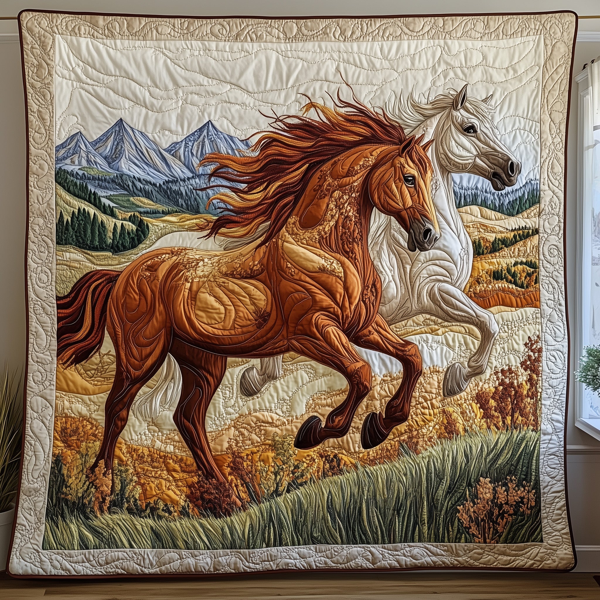Wild Horse Quilted Blanket Best Couch Throw BlanketEquestrian Gifts For Christmas