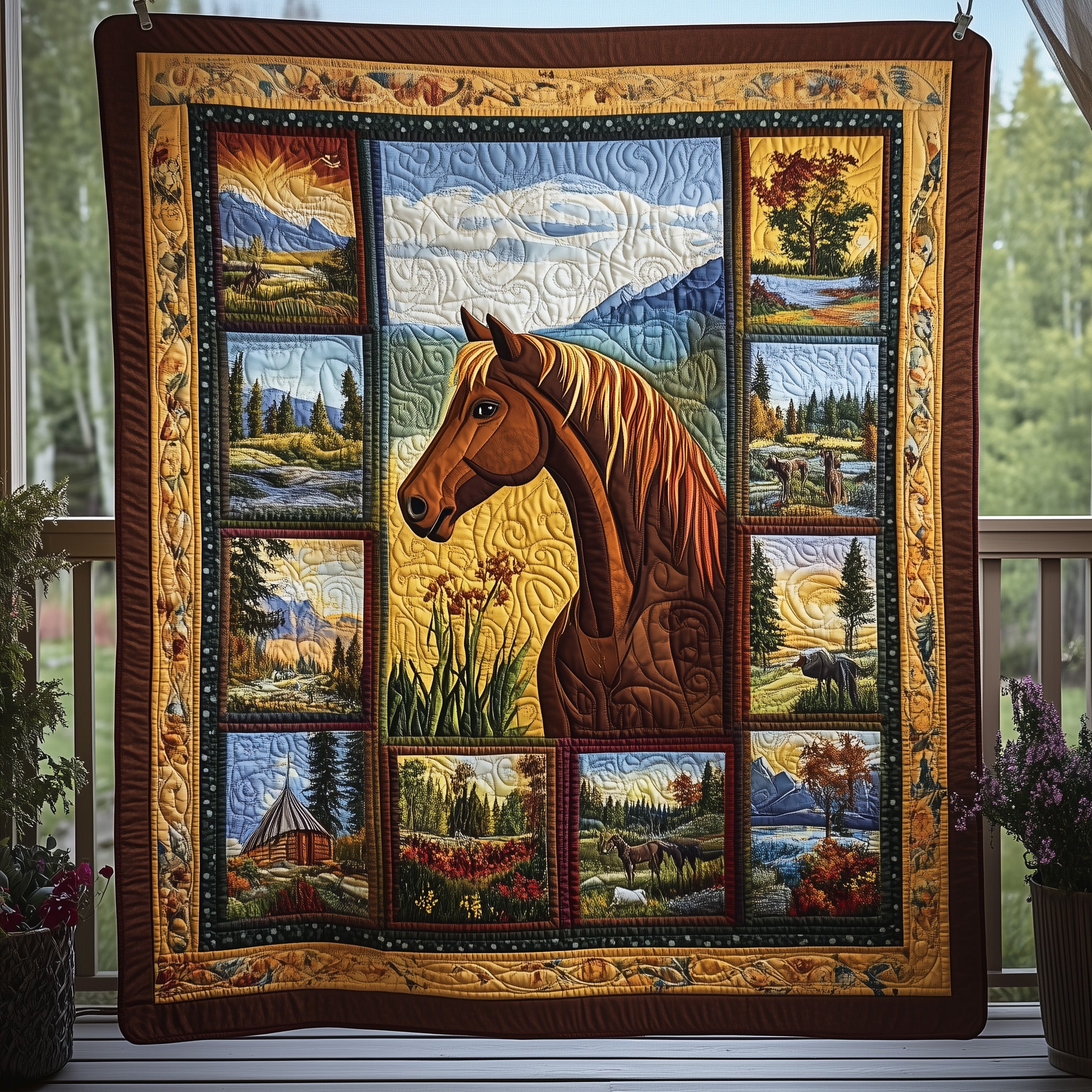 Wild Horse Quilted Blanket Best Couch Throw BlanketGifts For People Who Like Horses
