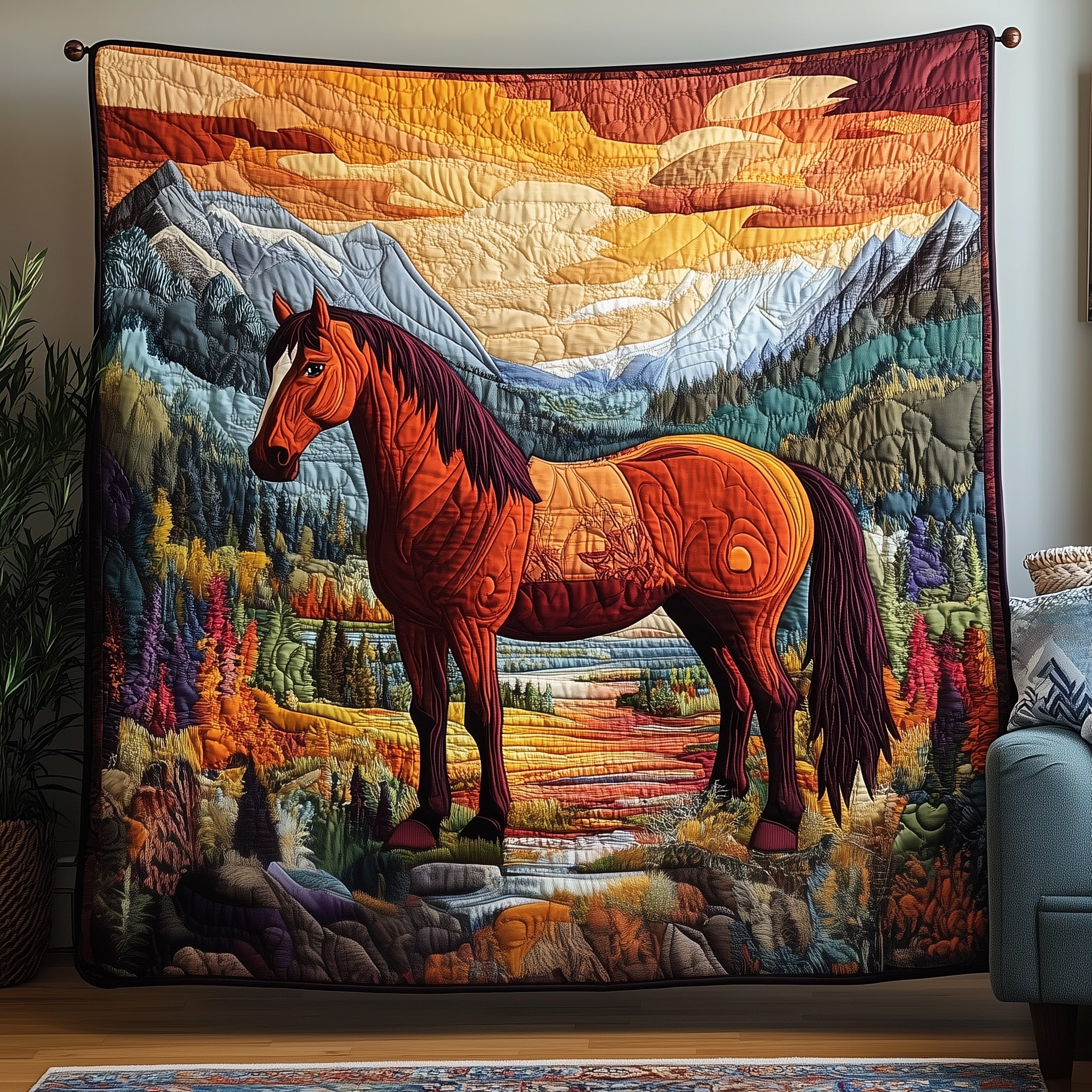 Wild Horse Quilted Blanket Best Couch Throw BlanketHorse Related Christmas Gifts