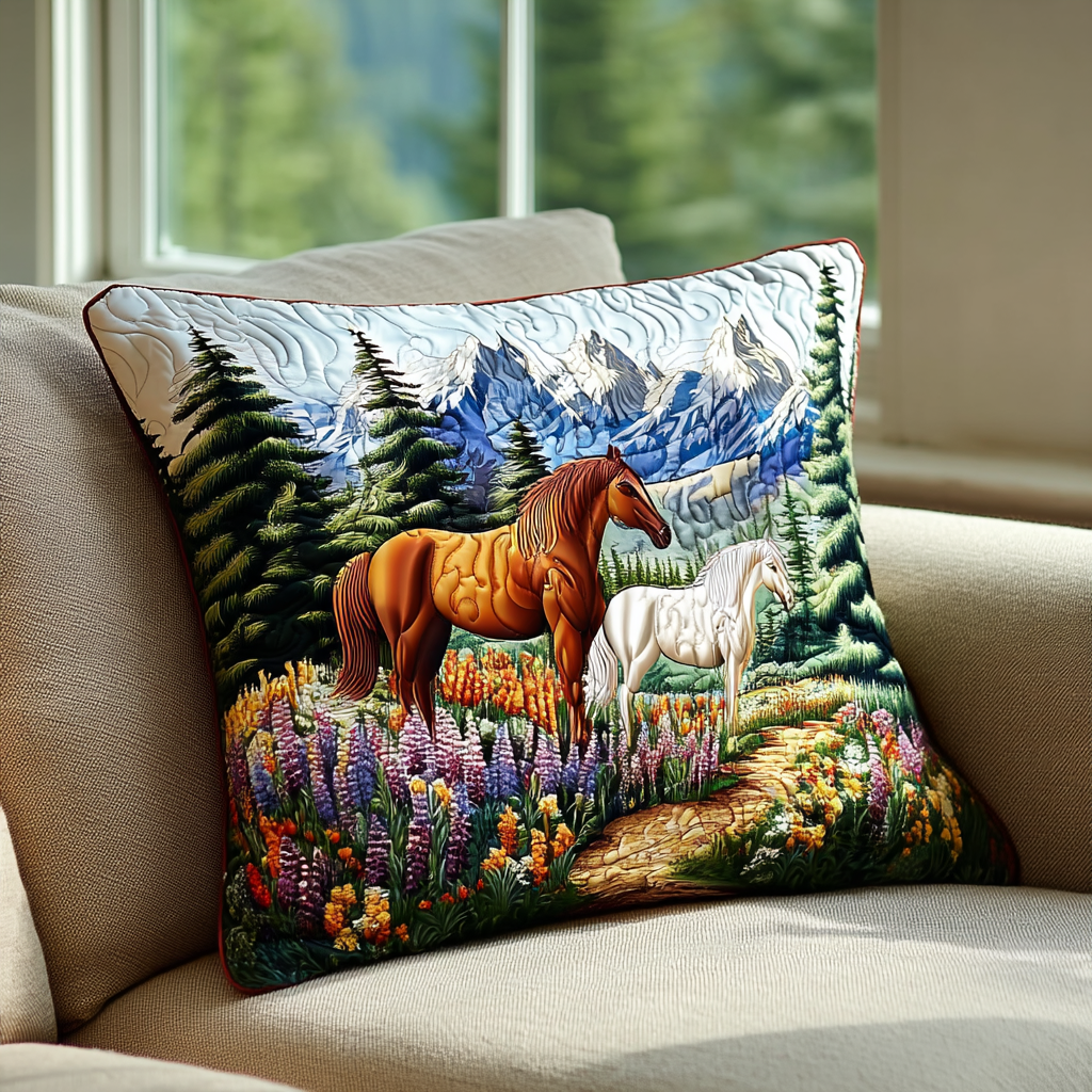 Wild Horse Quilted Pillow Case Holiday Pillow Cases Horse Related Christmas Gifts