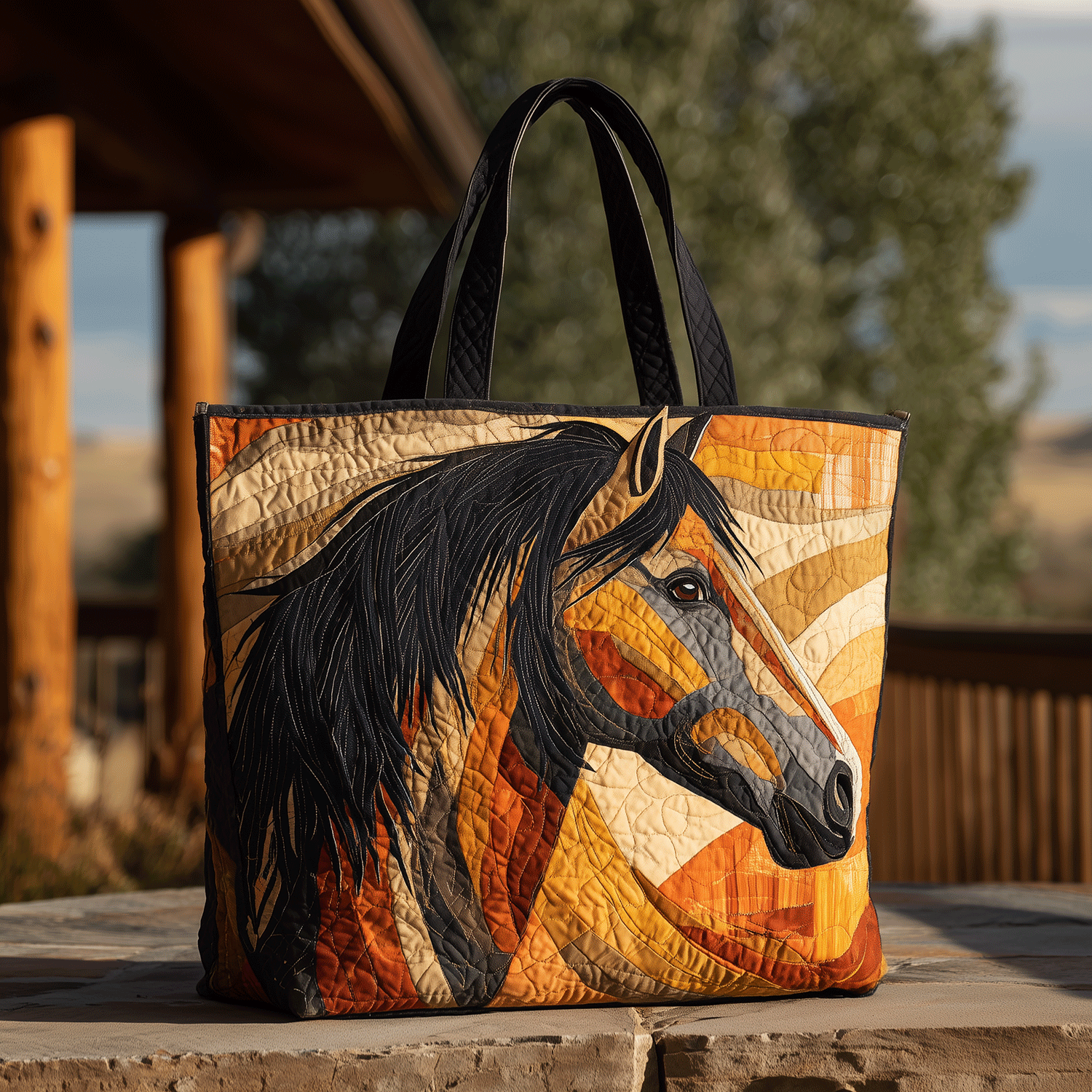 Wild Horse Quilted Tote Bag Gift Ideas For Horse Lovers