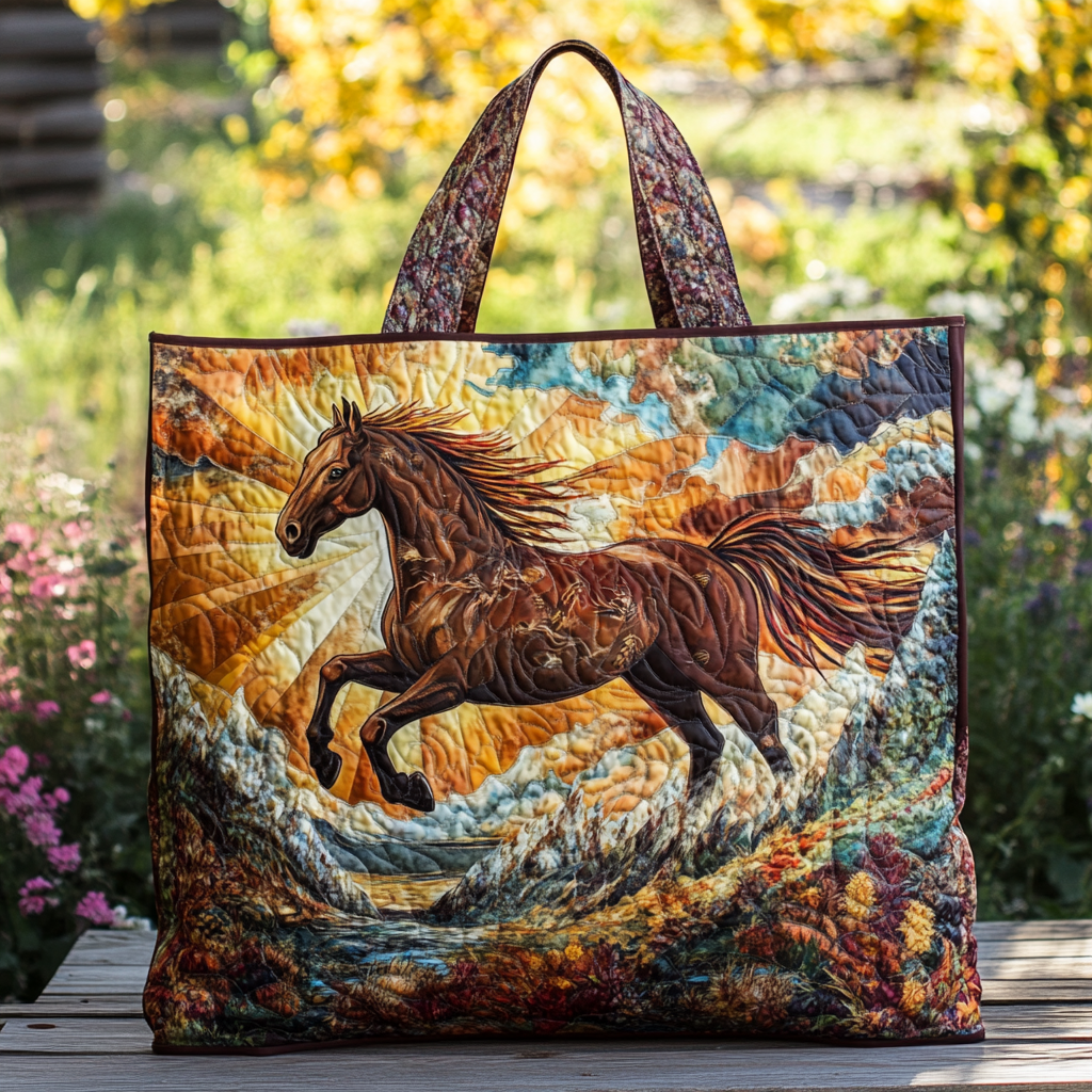 Wild Horse Quilted Tote Bag Good Gifts For Horse Owners