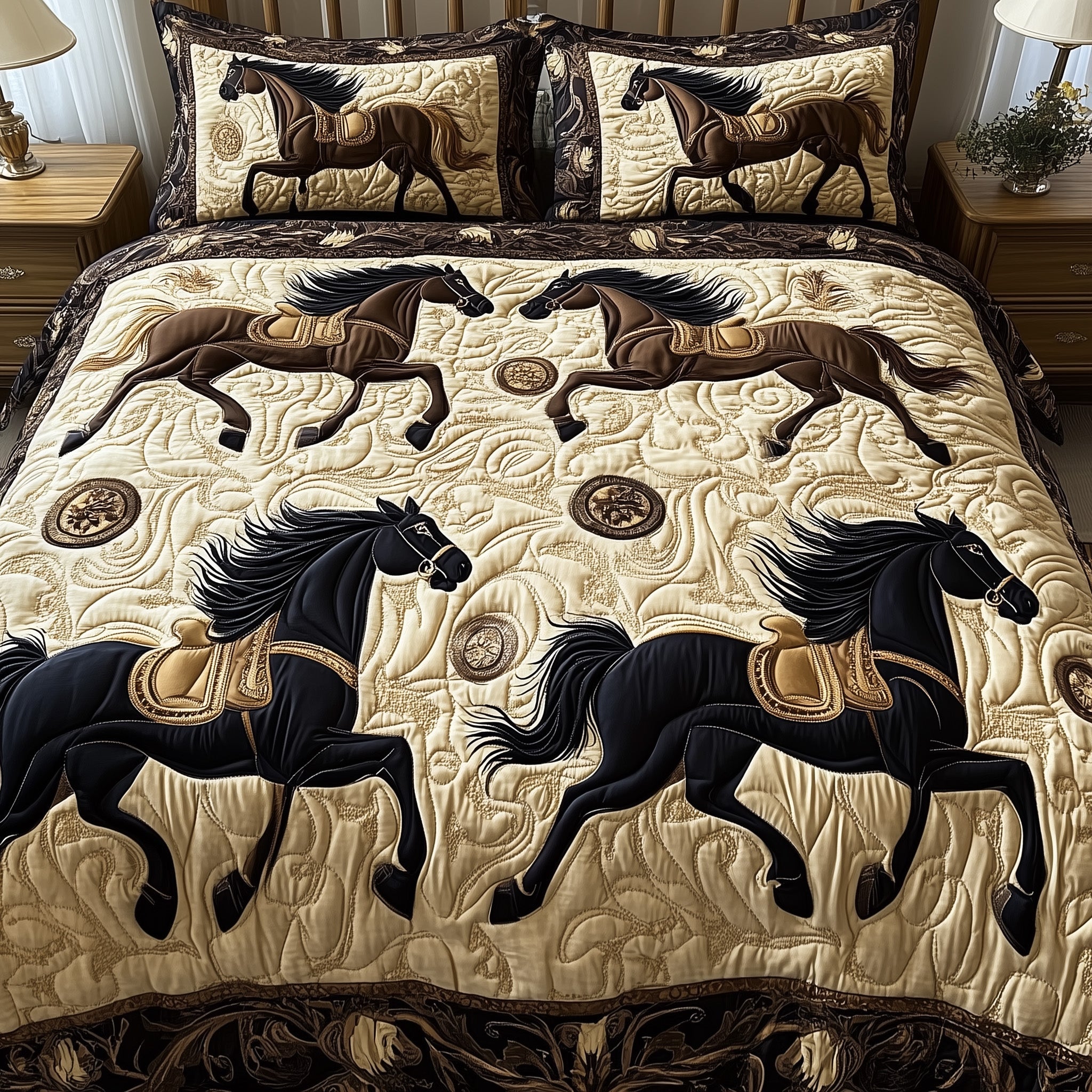 Wild Horse Rhythm Quilted Bedding Set Duvet Cover Bed Sheet Gifts For The Horse Lover Woman