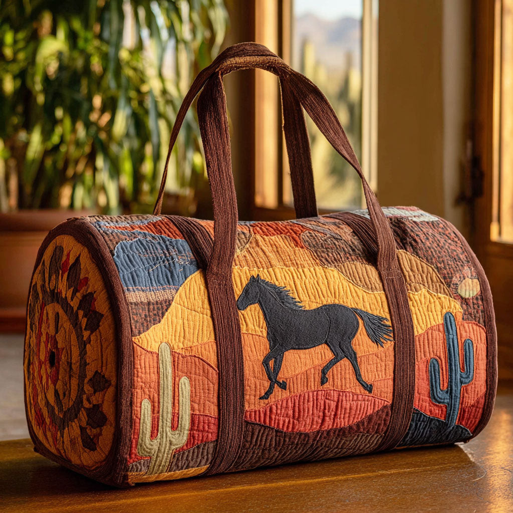 Wild Horses Quilted Duffle Bag Western Travel Gear Best Gift For Horse Enthusiasts