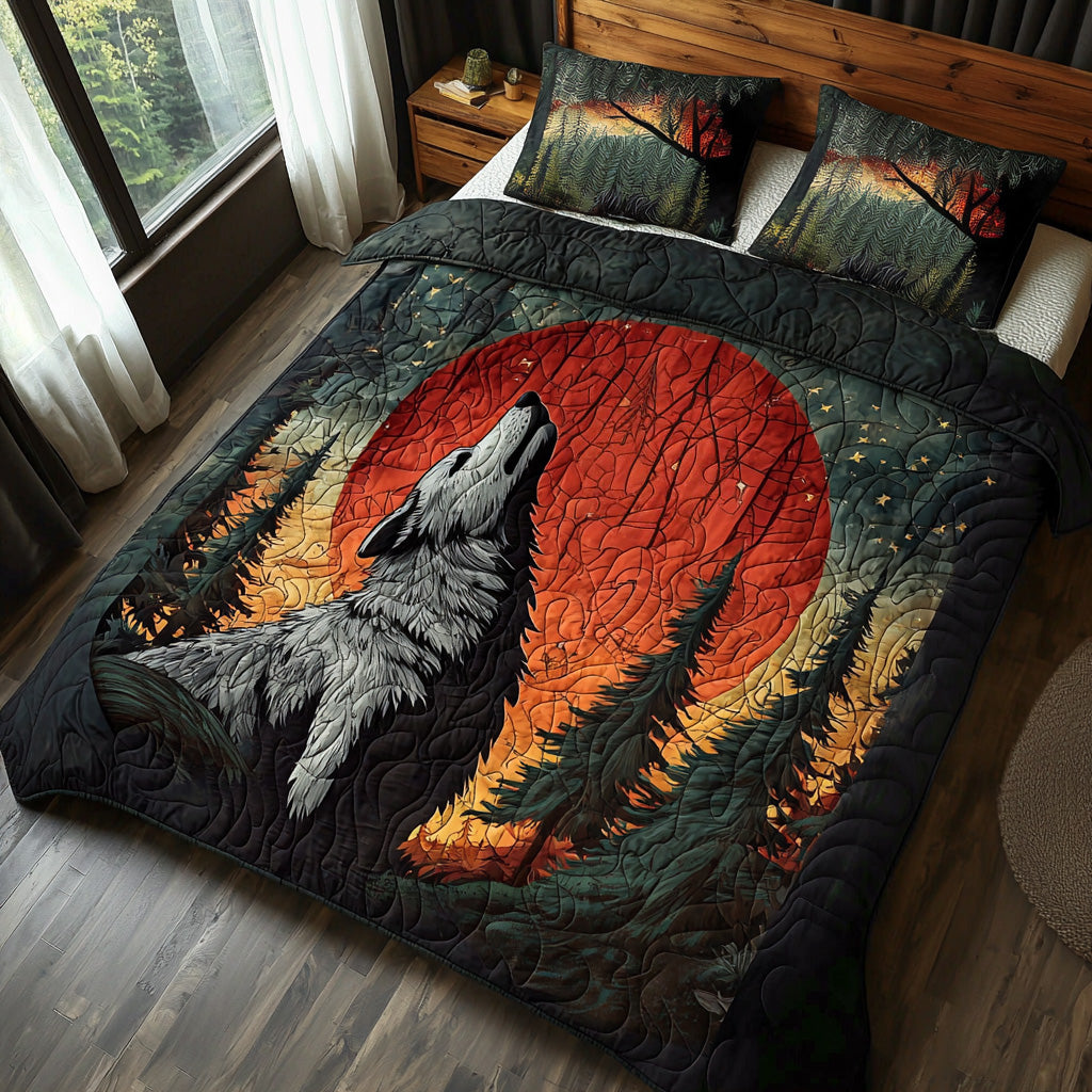 Wild Howler Quilted Bedding Set Holiday Duvet Covers Gifts With Wolves On Them